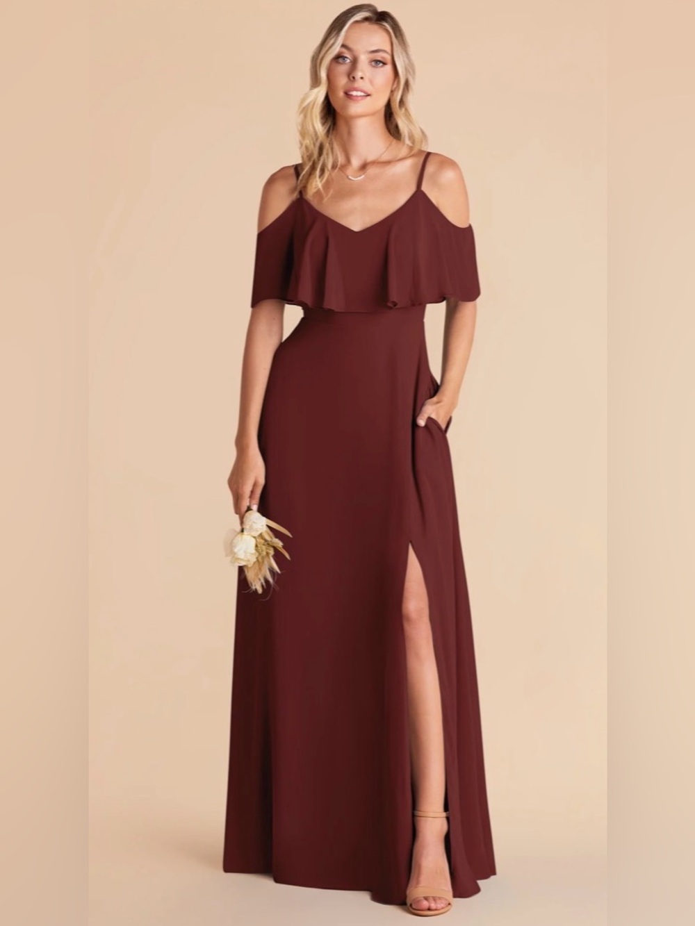 Birdy Grey Jane Chiffon Cabernet Dress - Size Small